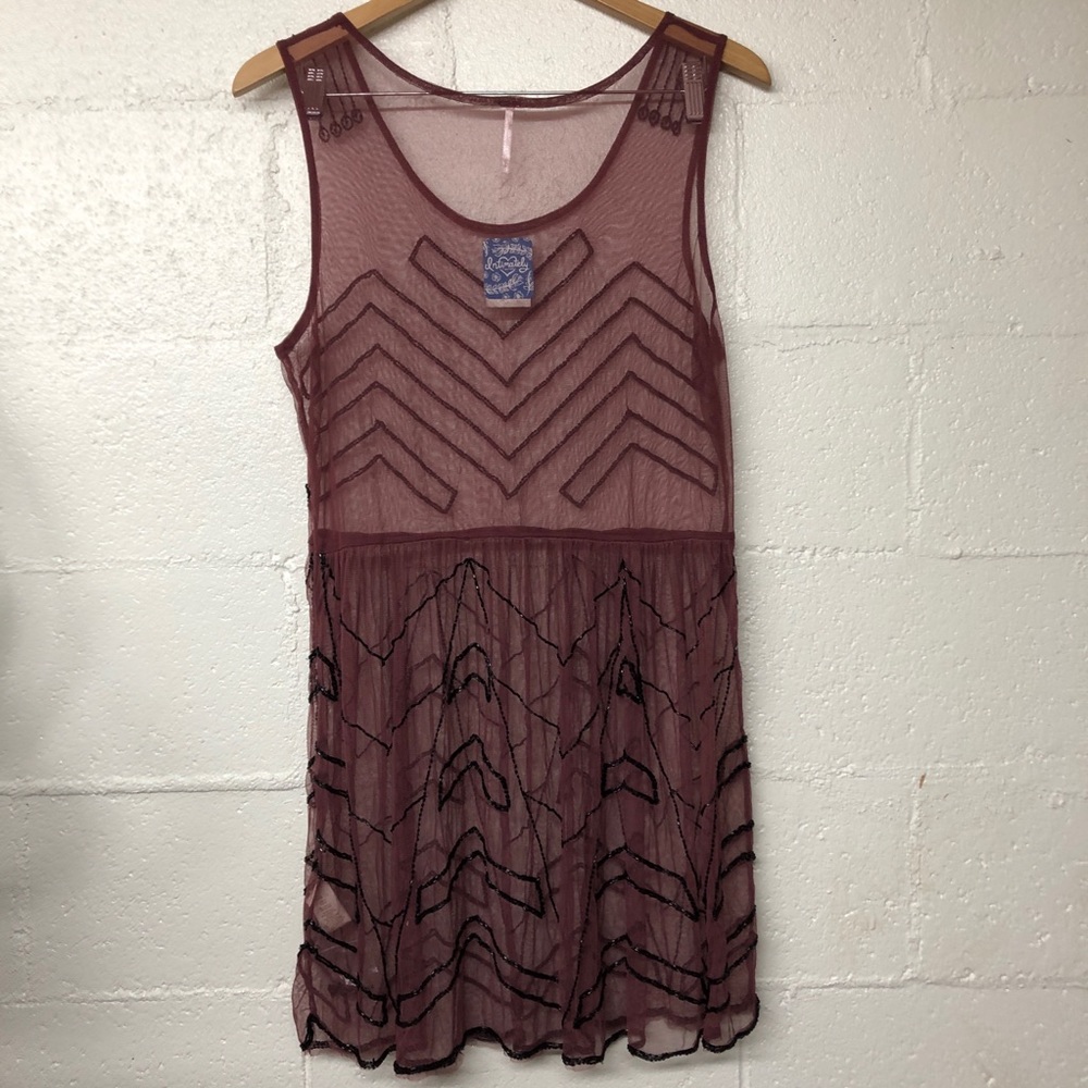 FREE PEOPLE | NWT Intimately Sheer Beaded Dress L - Picture 7 of 7
